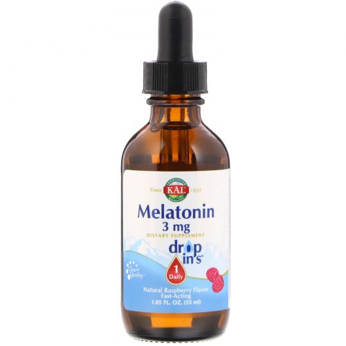 KAL, Melatonin, Natural Raspberry Flavor, 3 mg , 1.85 fl oz (55 ml)