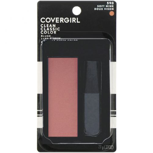 Covergirl, Clean, румяна классического цвета, оттенок 590 «Мягкий норковый», 7,7 г (0,27 унции)