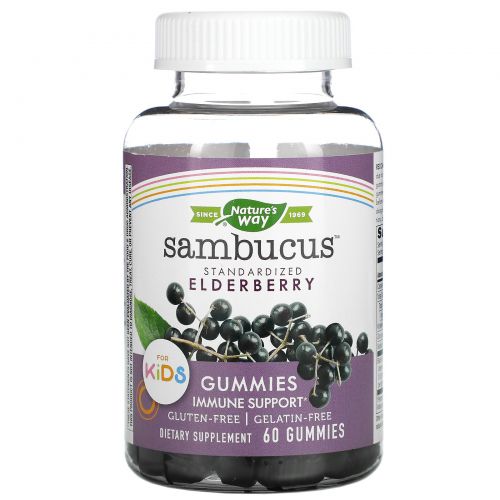 Nature's Way, Sambucus Gummies for Kids Standardized Elderberry, 60 Gummies