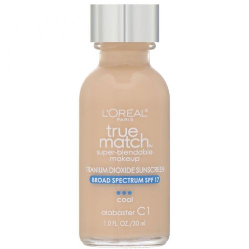 L'Oreal, True Match Super-Blendable Makeup, C1 Alabaster, 1 fl oz (30 ml)