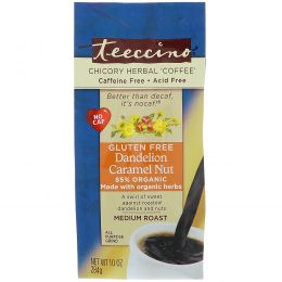 Teeccino, Chicory Herbal Coffee, Medium Roast, Dandelion Caramel Nut, Caffeine Free, 10 oz (284 g)