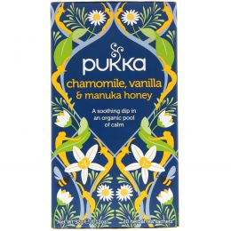 Pukka Herbs, Chamomile, Vanilla & Manuka Honey Tea, 20 Herbal Tea Sachets, 0.05 oz (1.6 g)