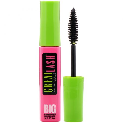 Maybelline, Тушь для ресниц Great Lash Big, оттенок 130 угольно-черный, 10 мл