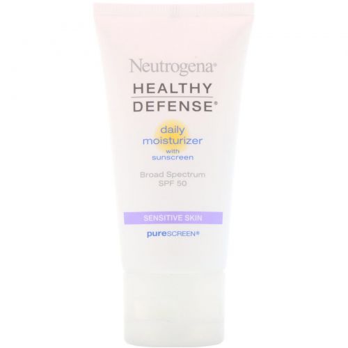 Neutrogena, Healthy Defense, Daily Moisturizer with Sunscreen, Broad Spectrum SPF 50, Sensitive Skin, 1.7 fl oz (50 ml)