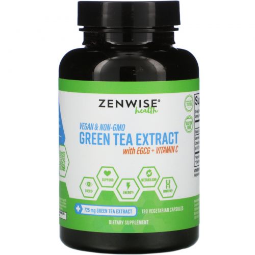 Zenwise Health, Advanced Green Tea Extract Plus Vitamin C, 120 Veggie Caps
