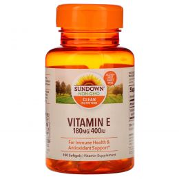 Sundown Naturals, Витамин E, 400 IU, 100 мягких желатиновых капсул
