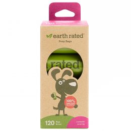 Earth Rated, Dog Waste Bags, Lavender, 120 Bags, 8 Rolls