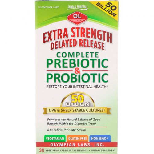 Olympian Labs Inc., Extra Strength Delayed Release Complete Prebiotic & Probiotic, 30 Vegetarian Capsules