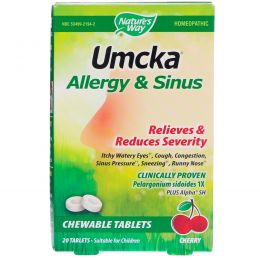 Nature's Way, Umcka, Allergy & Sinus, 20 Chewable Tablets