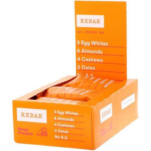 RXBAR, Protein Bar, Mango Pineapple, 12 Bars, 1.83 oz (52 g) Each