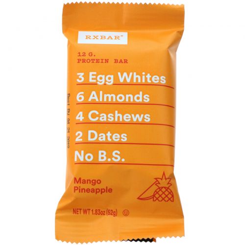 RXBAR, Protein Bar, Mango Pineapple, 12 Bars, 1.83 oz (52 g) Each