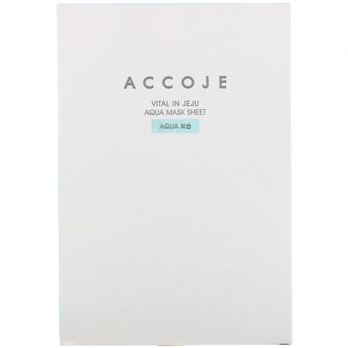 Accoje, Vital in Jeju, Aqua Sheet Mask, 8 Sheets, 22 ml Each