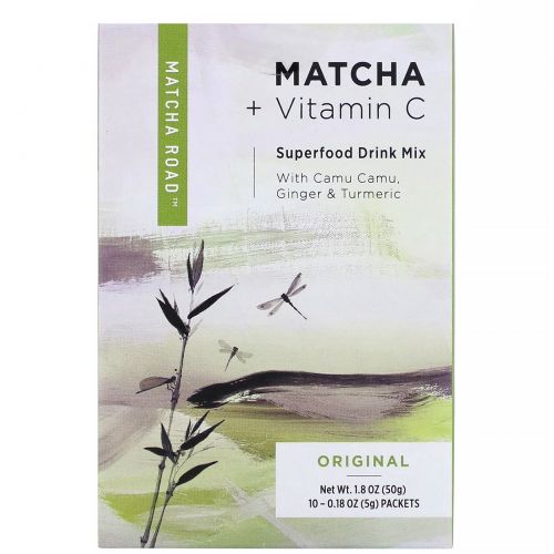 Matcha Road, Матча + витамин С, смесь для приготовления напитка из суперпродуктов с классическим вкусом, 10 пакетиков по 5 г (0,18 унции)
