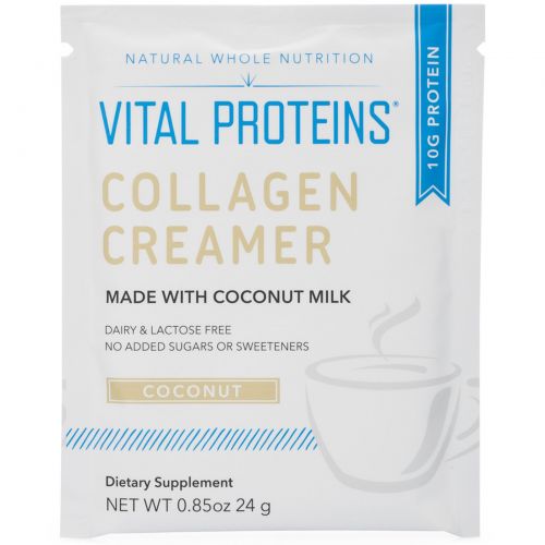 Vital Proteins, Сливки с коллагеном, Кокос, 10 пакетов, 0,85 унц. (24 г) в каждом