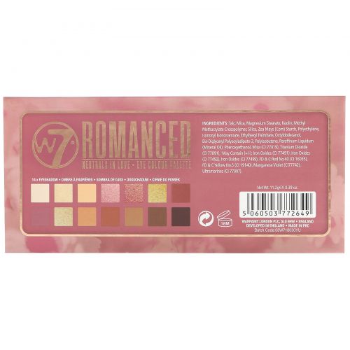 W7, Romanced, Neutrals In Love, палетка теней, 11,2 г