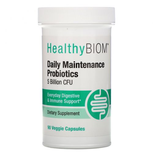 HealthyBiom, Daily Maintenance Probiotics, 5 Billion CFUs, 90 Veggie Capsules