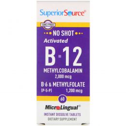 Superior Source, Acitivated B-12 Methylcobalamin 2,000 mcg,  B-6 (P-5-P) & Methylfolate 1,200 mcg, 60 Instant Dissolve Tablets