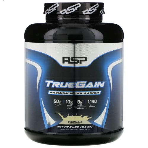 RSP Nutrition, TrueGain Premium Mass Gainer, Vanilla, 6 lbs (2.6 kg)