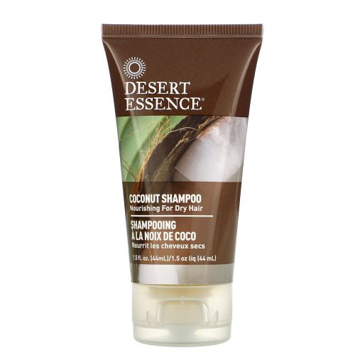 Desert Essence, Компактный размер, Шампунь с кокосовым маслом, 1,5 жидкой унции (44 мл)