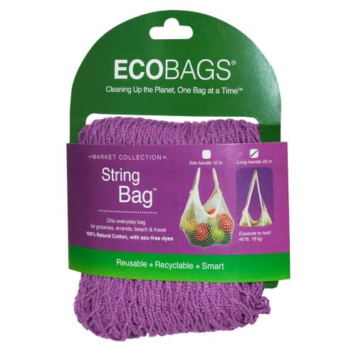 ECOBAGS, Коллекция для рынка, авоська, длинная ручка 22 дюйма, малина, 1 сумка