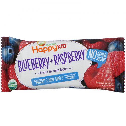 Nurture Inc. (Happy Baby), Happy Kid, Blueberry + Raspberry, Fruit & Oat Bar, 5 Bars, 0.99 oz (28 g) Each