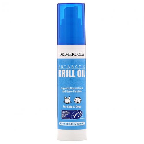 Dr. Mercola, Antarctic Krill Oil Liquid Pump for Cats & Dogs, 1.6 fl (48 ml)