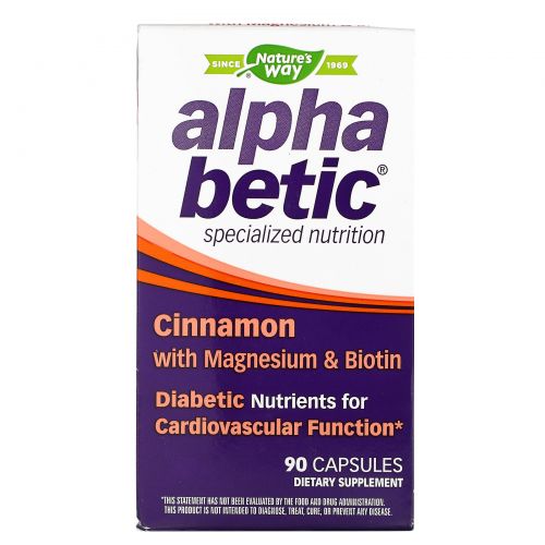 Nature's Way, Альфа Бетик, корица с магнием и биотином, 90 капсул