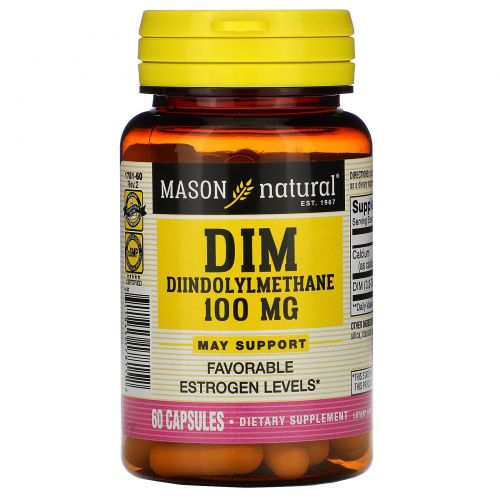 Mason Natural, Дииндолилметан (DIM), 100 мг, 60 капсул