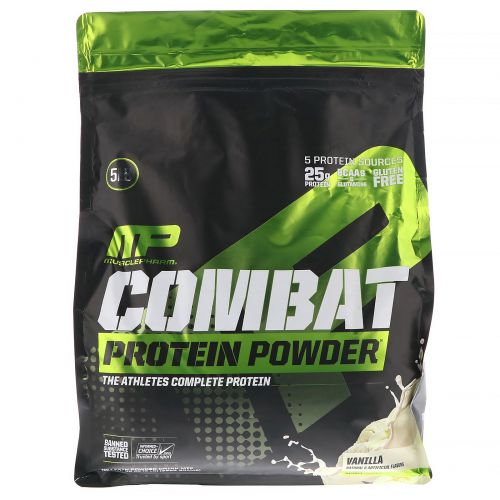 MusclePharm, Белковый порошок Combat, ваниль, 5 фунтов (2268 г)