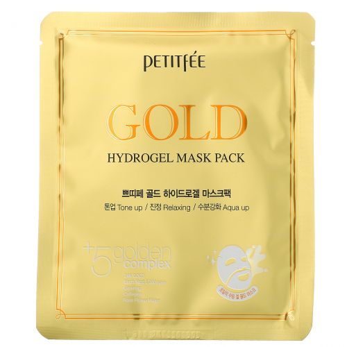 Petitfee, Gold Hydrogel Mask Pack, 5 Sheets