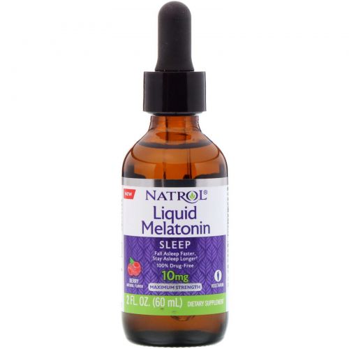 Natrol, Liquid Melatonin, Sleep, Berry Natural Flavor, 10 mg, 2 fl oz (60 ml)