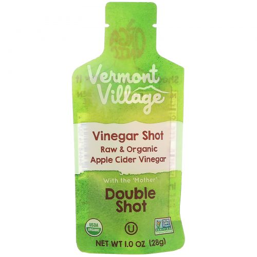 Vermont Village Vinegar Shots, Органический яблочный уксус, двойная порция, 12 порций, 1 унц. (28 г) каждая