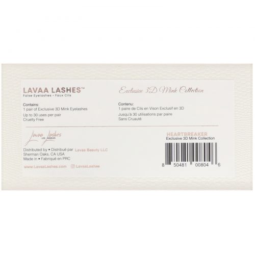 Lavaa Lashes, Heartbreaker, трехмерные норковые накладные ресницы, 1 пара