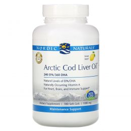 Nordic Naturals, Arctic Cod Liver Oil, Lemon, 1000 mg, 180 Softgels