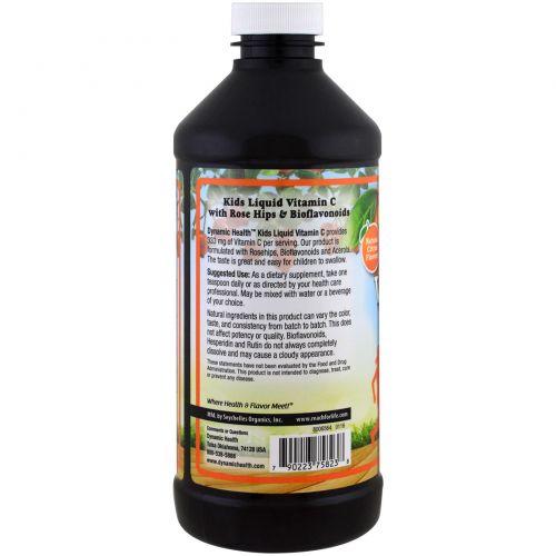 Dynamic Health  Laboratories, Liquid Vitamin C for Kids  Natural Citrus Flavors, 333 mg, 16 fl oz (473 ml)