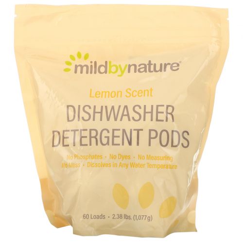 Mild By Nature, Automatic Dishwashing Detergent Pods, Lemon Scent, 60 Loads, 2.38 lbs, 36.48 oz (1,077 g)