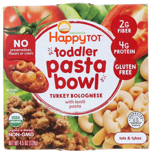 Happy Family Organics, Organics Happy Tot, паста быстрого приготовления, болоньезе с индейкой, 128 г