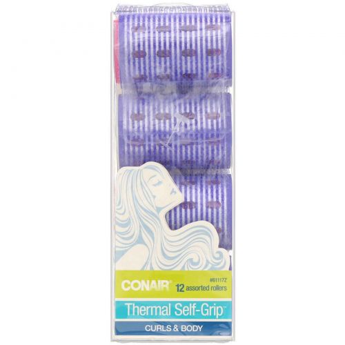 Conair, Curls & Body, самозахватывающие термобигуди, 12 шт. разных размеров