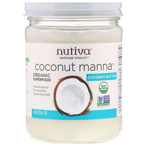 Nutiva, Органическая кокосовая манна, пюре из кокоса, 15 унций (425 г)