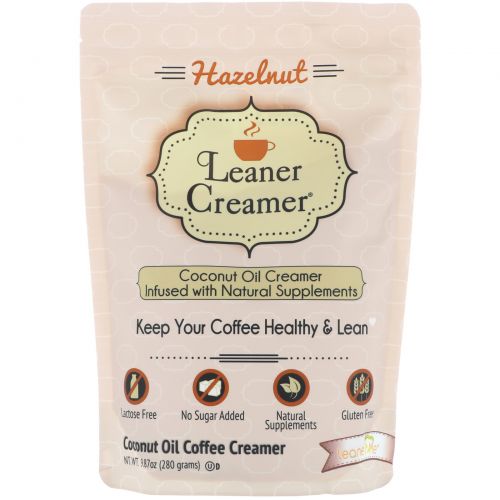 Leaner Creamer, Coconut Oil Coffee Creamer, Hazelnut, 9.87 oz (280 g)