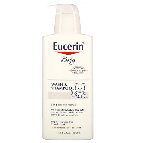 Eucerin, Детское моющее средство для волос и тела без запаха (400 мл)