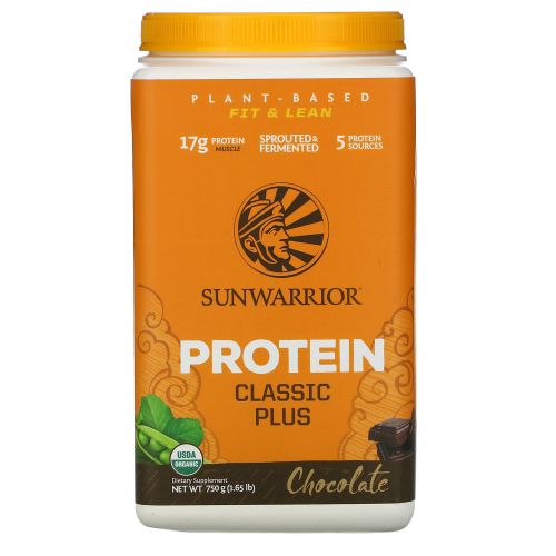 Sunwarrior, Organic, Classic Plus, Chocolate, 1.65 lb (750 g)