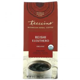 Teeccino, Mushroom Herbal Coffee, Reishi Eleuthero, Dark Roast, Caffeine Free, 10 oz (284 g)