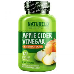 NATURELO, Apple Cider Vinegar with Keto Salts & MCT Oil, 120 Vegetable Capsules