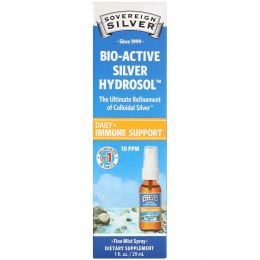 Sovereign Silver, Биоактивный серебряный гидрозоль, для поддержки иммунитета, мелкодисперсный спрей, 10 ч/млн, 1 жидк. унц. (29 мл)