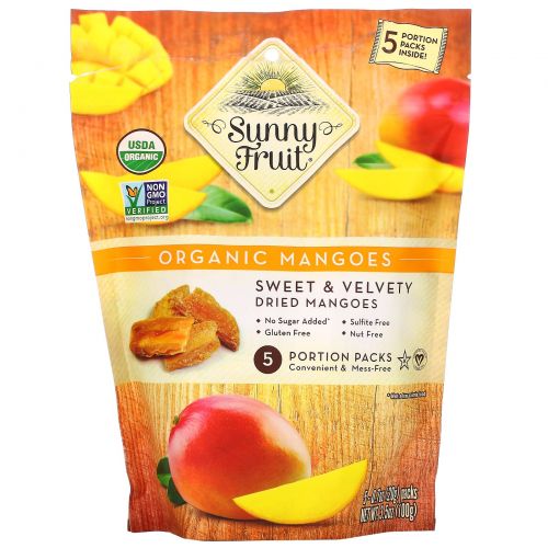 Sunny Fruit, Organic Mangoes, 5 Portion Packs, 0.7 oz ( 20 g) Each