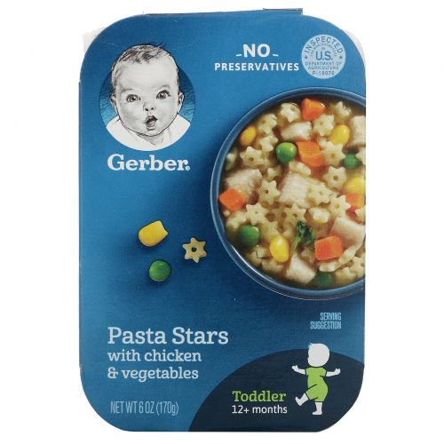 Gerber, Graduates for Toddlers, Lil' Meals, макароны в форме звездочек с курицей и овощами, 6 унций (170 г)