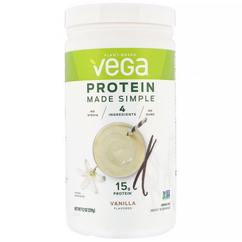 Vega, Protein Made Simple, протеин, ваниль, 259 г (9,2 унции)