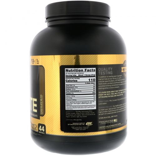 Optimum Nutrition, Gold Standard, 100% Isolate, Chocolate Bliss, 3 lb (1.36 kg)