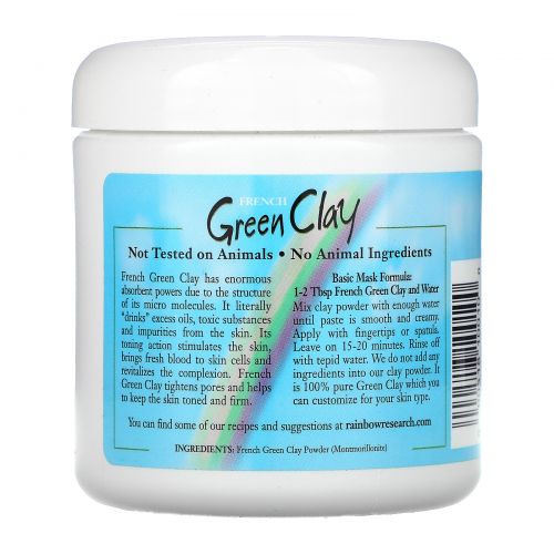 Rainbow Research, French Green Clay, Facial Treatment Mask, 8 oz (225 g)